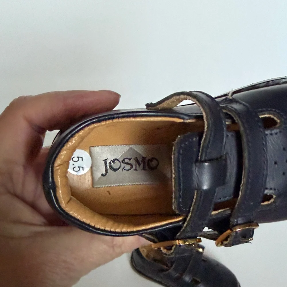 Josmo Navy Blue baby toddler leather walking Dress Shoes with Buckle Straps 5.5